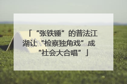 “张铁锤”的普法江湖让“检察独角戏”成“社会大合唱”