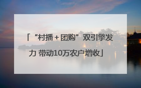 “村播＋团购”双引擎发力 带动10万农户增收