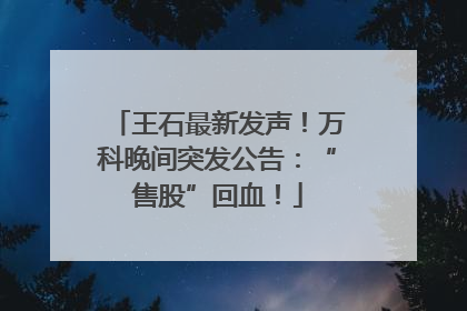 王石最新发声！万科晚间突发公告：“售股”回血！