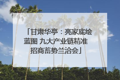 甘肃华亭：亮家底绘蓝图 九大产业链精准招商蓄势兰洽会