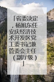 省委决定，杨旭东任安庆经济技术开发区党工委书记兼管委会主任（副厅级）