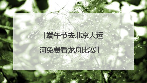 端午节去北京大运河免费看龙舟比赛