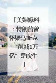 美媒爆料：特朗普曾怀疑马斯克“削减1万亿”是吹牛