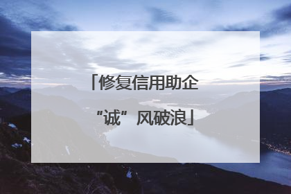 修复信用助企“诚”风破浪