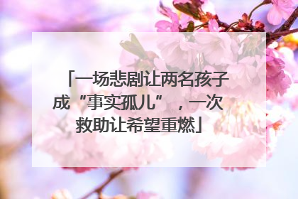 一场悲剧让两名孩子成“事实孤儿”，一次救助让希望重燃