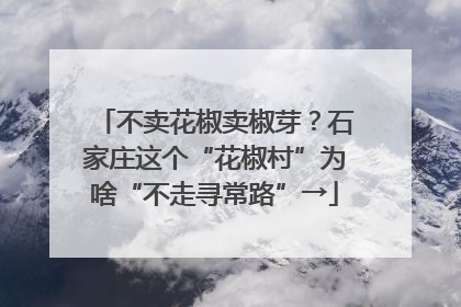 不卖花椒卖椒芽？石家庄这个“花椒村”为啥“不走寻常路”→