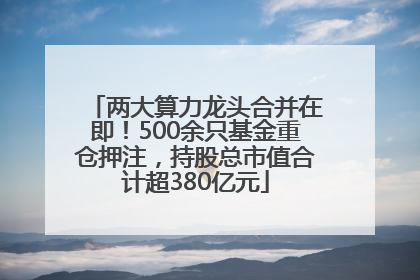 两大算力龙头合并在即！500余只基金重仓押注，持股总市值合计超380亿元