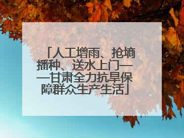 人工增雨、抢墒播种、送水上门——甘肃全力抗旱保障群众生产生活