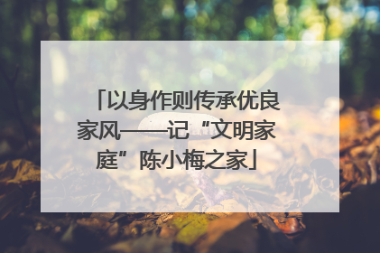 以身作则传承优良家风——记“文明家庭”陈小梅之家