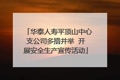 华泰人寿平顶山中心支公司多措并举  开展安全生产宣传活动