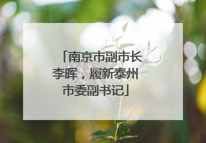 南京市副市长李晖，履新泰州市委副书记