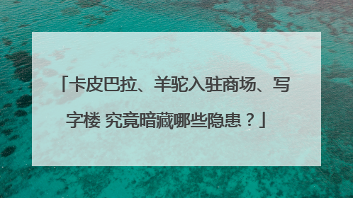 卡皮巴拉、羊驼入驻商场、写字楼 究竟暗藏哪些隐患？