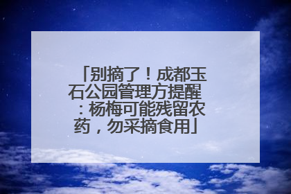 别摘了！成都玉石公园管理方提醒：杨梅可能残留农药，勿采摘食用