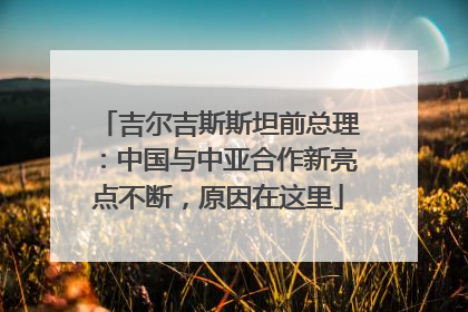吉尔吉斯斯坦前总理：中国与中亚合作新亮点不断，原因在这里