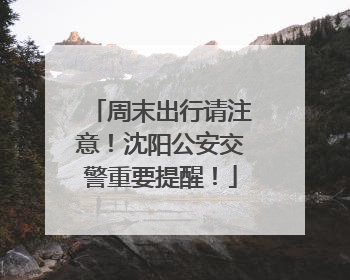 周末出行请注意！沈阳公安交警重要提醒！