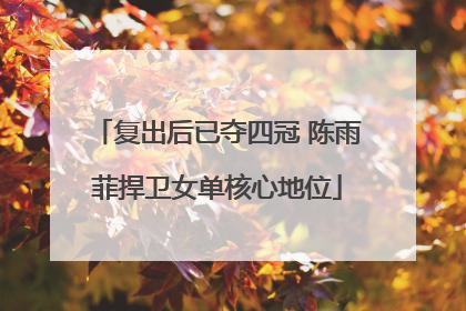 复出后已夺四冠 陈雨菲捍卫女单核心地位