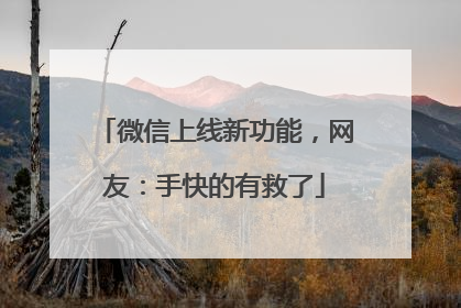 微信上线新功能，网友：手快的有救了
