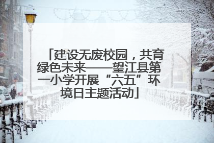 建设无废校园，共育绿色未来——望江县第一小学开展“六五”环境日主题活动