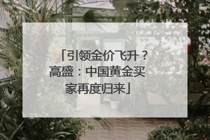 引领金价飞升？高盛：中国黄金买家再度归来