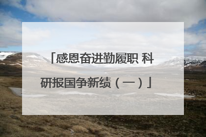 感恩奋进勤履职 科研报国争新绩（一）