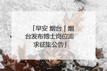 早安 烟台｜烟台发布博士岗位需求征集公告