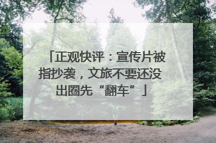 正观快评：宣传片被指抄袭，文旅不要还没出圈先“翻车”