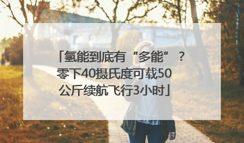 氢能到底有“多能”？零下40摄氏度可载50公斤续航飞行3小时
