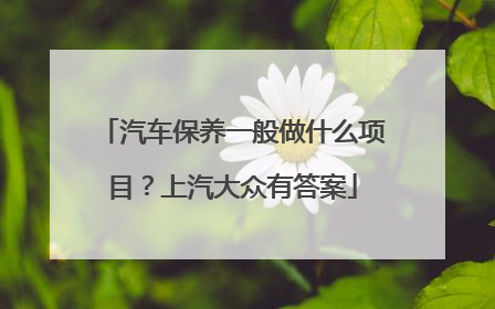 汽车保养一般做什么项目？上汽大众有答案