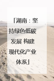 湖南：坚持绿色低碳发展 构建现代化产业体系