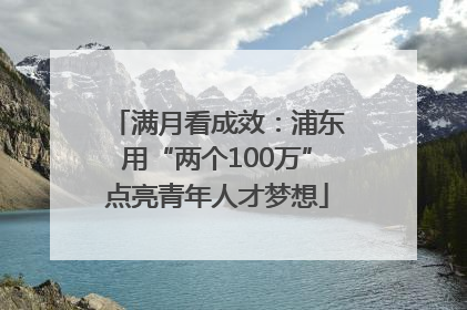 满月看成效：浦东用“两个100万”点亮青年人才梦想