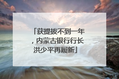 获提拔不到一年，内蒙古银行行长洪少平再履新