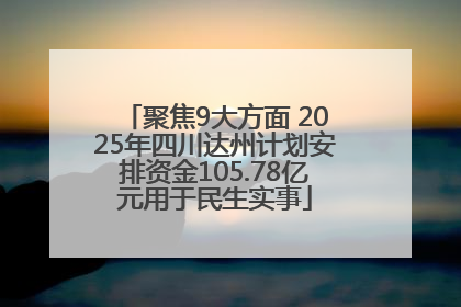聚焦9大方面 2025年四川达州计划安排资金105.78亿元用于民生实事