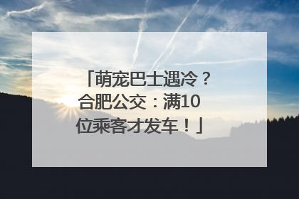 萌宠巴士遇冷？合肥公交：满10位乘客才发车！