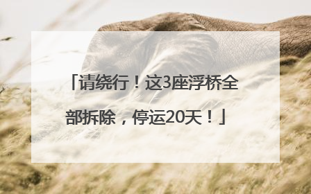 请绕行！这3座浮桥全部拆除，停运20天！