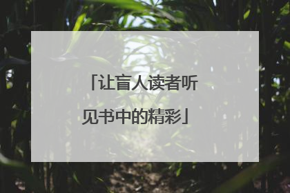 让盲人读者听见书中的精彩