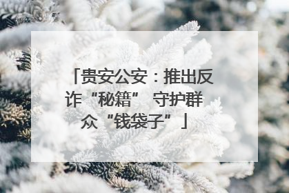 贵安公安：推出反诈“秘籍” 守护群众“钱袋子”
