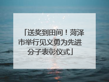 送奖到田间！菏泽市举行见义勇为先进分子表彰仪式