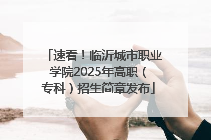 速看！临沂城市职业学院2025年高职（专科）招生简章发布