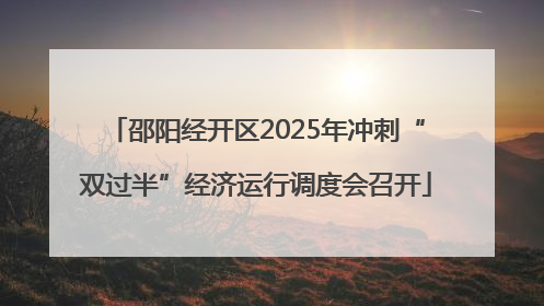 邵阳经开区2025年冲刺“双过半”经济运行调度会召开