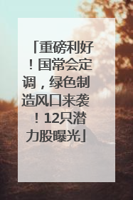 重磅利好！国常会定调，绿色制造风口来袭！12只潜力股曝光